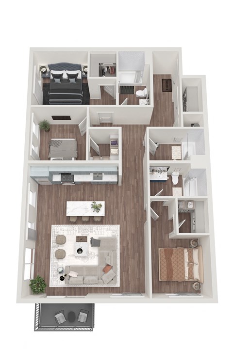 Floor plan for 3 beds, 3 baths, 1512 sqft